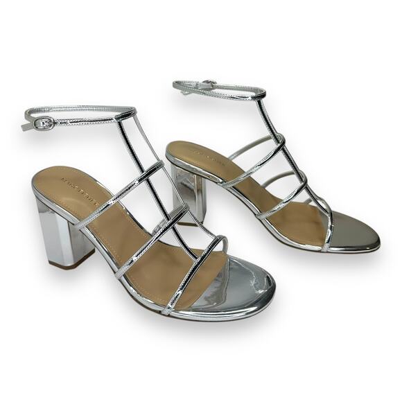 Marc Fisher New Norene Dress Sandal 11 Silver Gladiator Block Heel Strappy - Picture 5 of 13